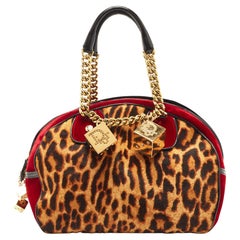 Dior Leopard Print Calfhair, Velvet and Patent Leather Gambler Dice Bag