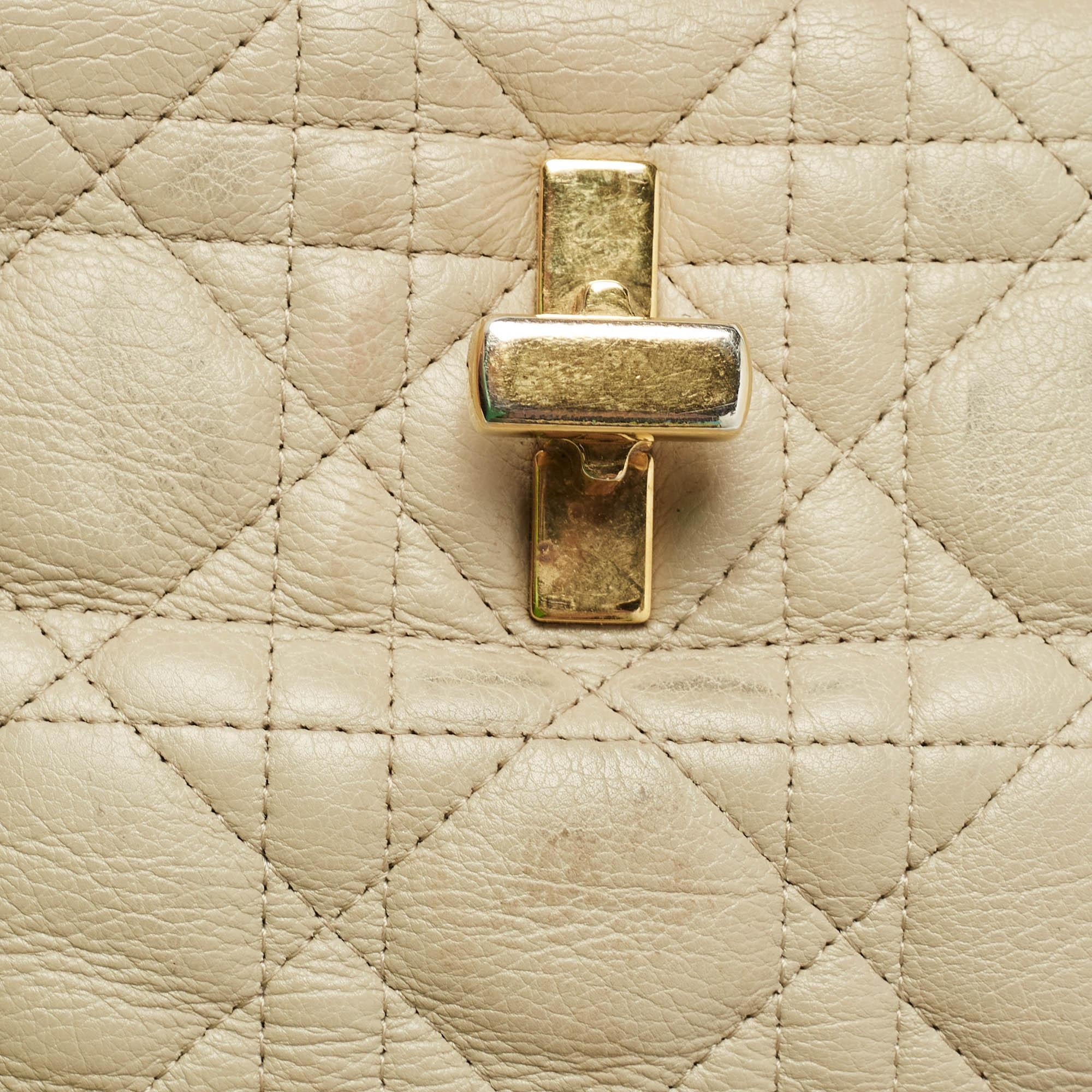 Dior Light Beige Cannage Leather Medium Caro Shoulder Bag 5