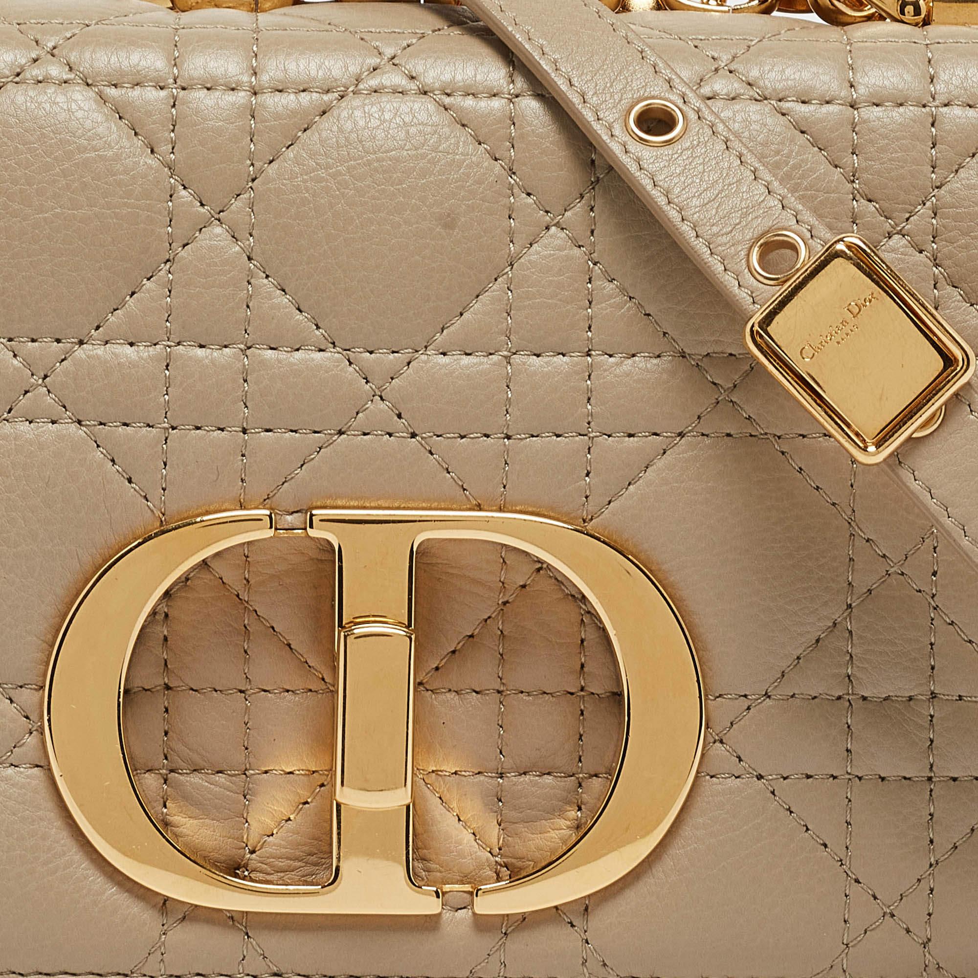 Dior Light Beige Cannage Leather Small Caro Shoulder Bag 1