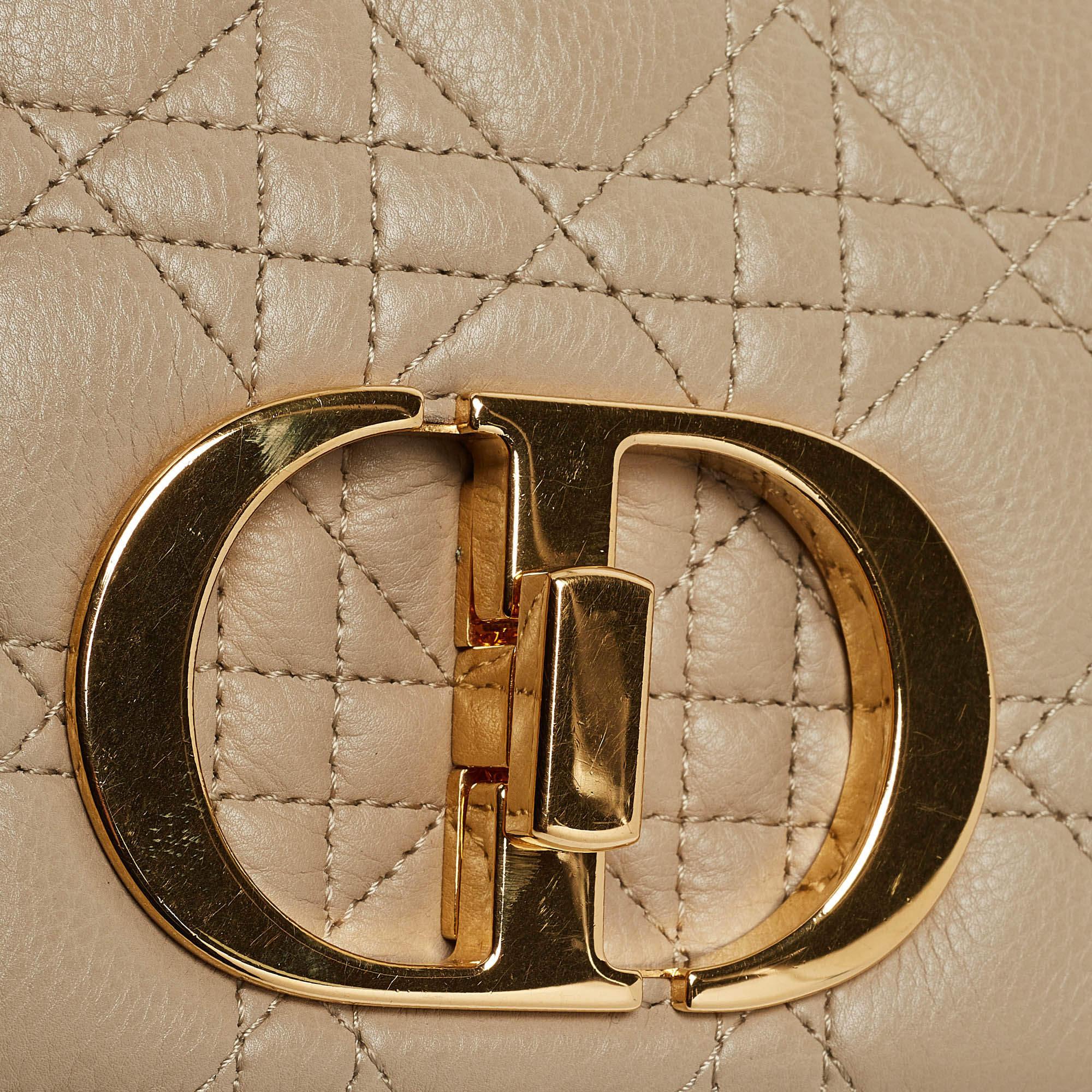 Dior Light Beige Cannage Leather Small Caro Shoulder Bag 2