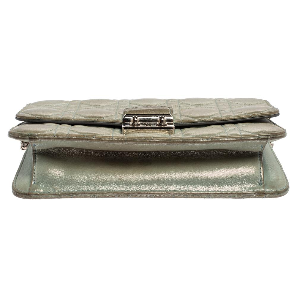 De las mujeres Bolsa Dior Azul Claro Cannage Piel Resplandeciente Miss Dior Promenade