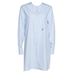 Dior Light Blue Cotton Bee Embellished Button Down Tunic S