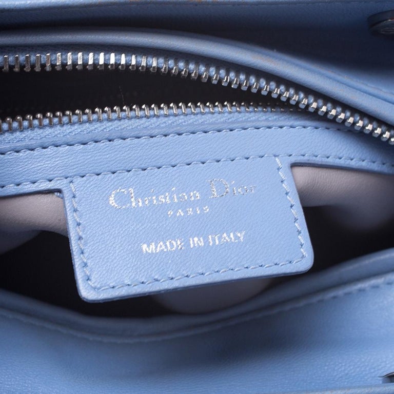 Dior Light Blue/Grey Leather Medium Lady Dior Tote at 1stDibs | dior ...