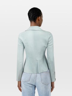 Dior Light Blue Leather Biker Jacket Size L