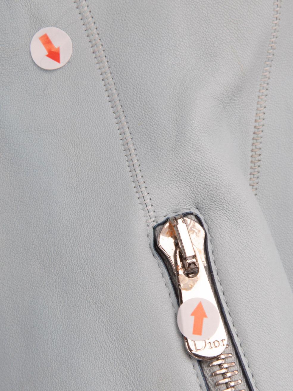 Dior Giacca Biker in Pelle Azzurra Taglia L In condizioni ottime in vendita a London, GB