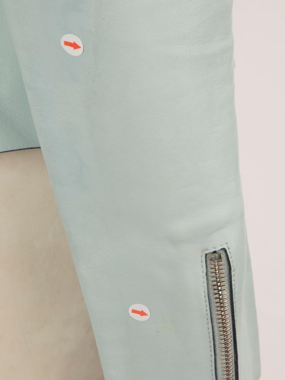Dior Giacca Biker in Pelle Azzurra Taglia L in vendita 1