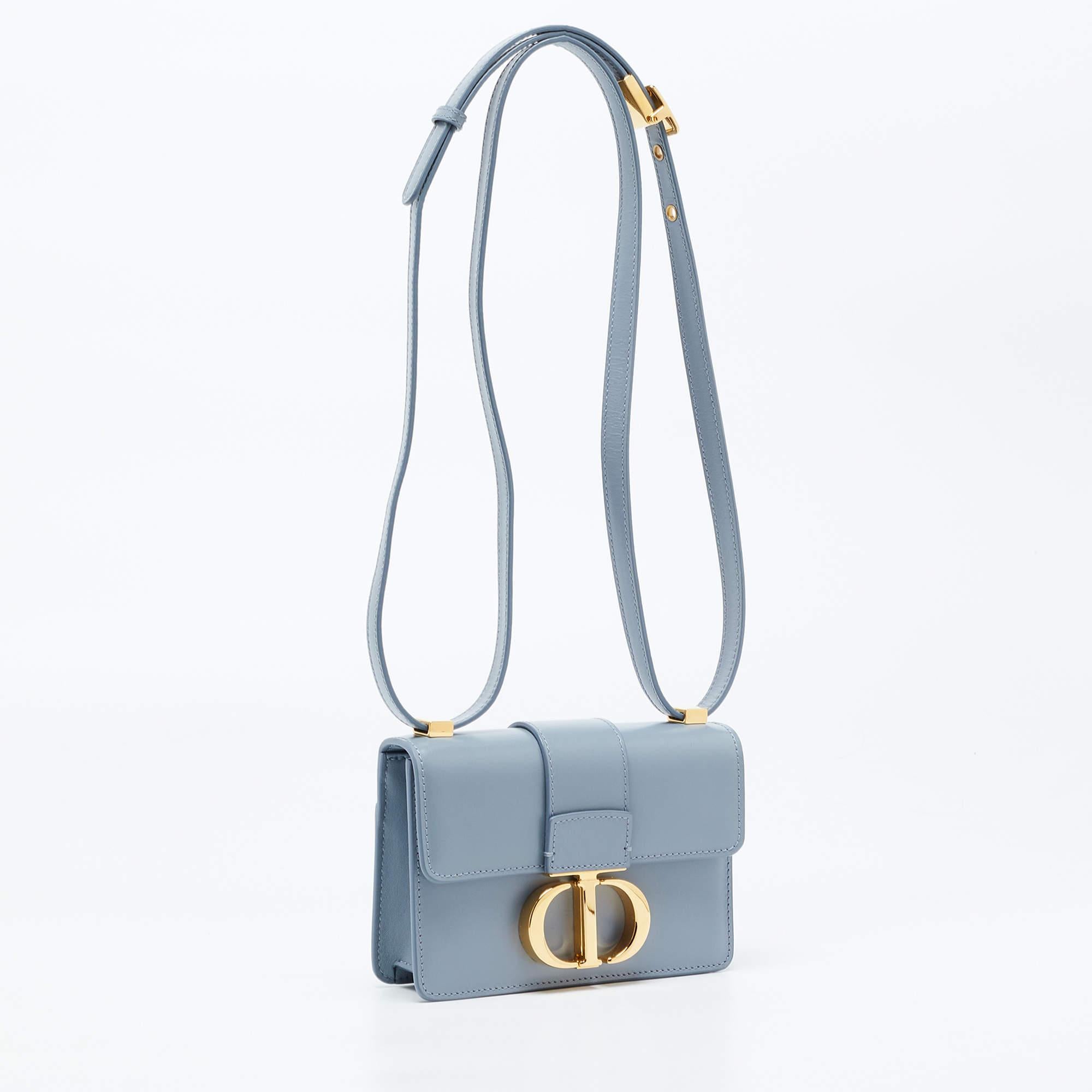 Men's Dior Light Blue Leather Micro 30 Montaigne Crossbody Bag