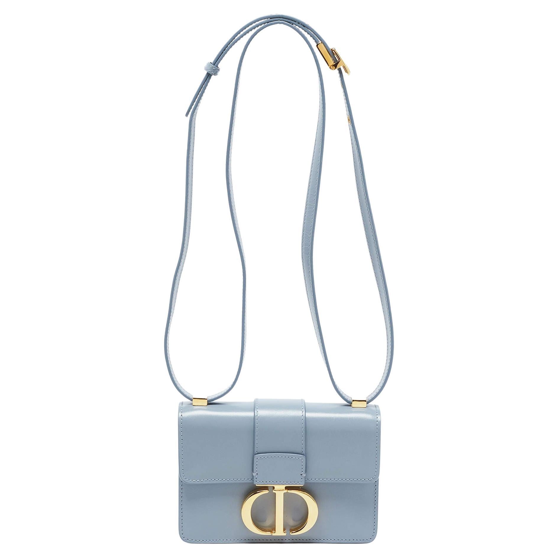 Dior Light Blue Leather Micro 30 Montaigne Crossbody Bag