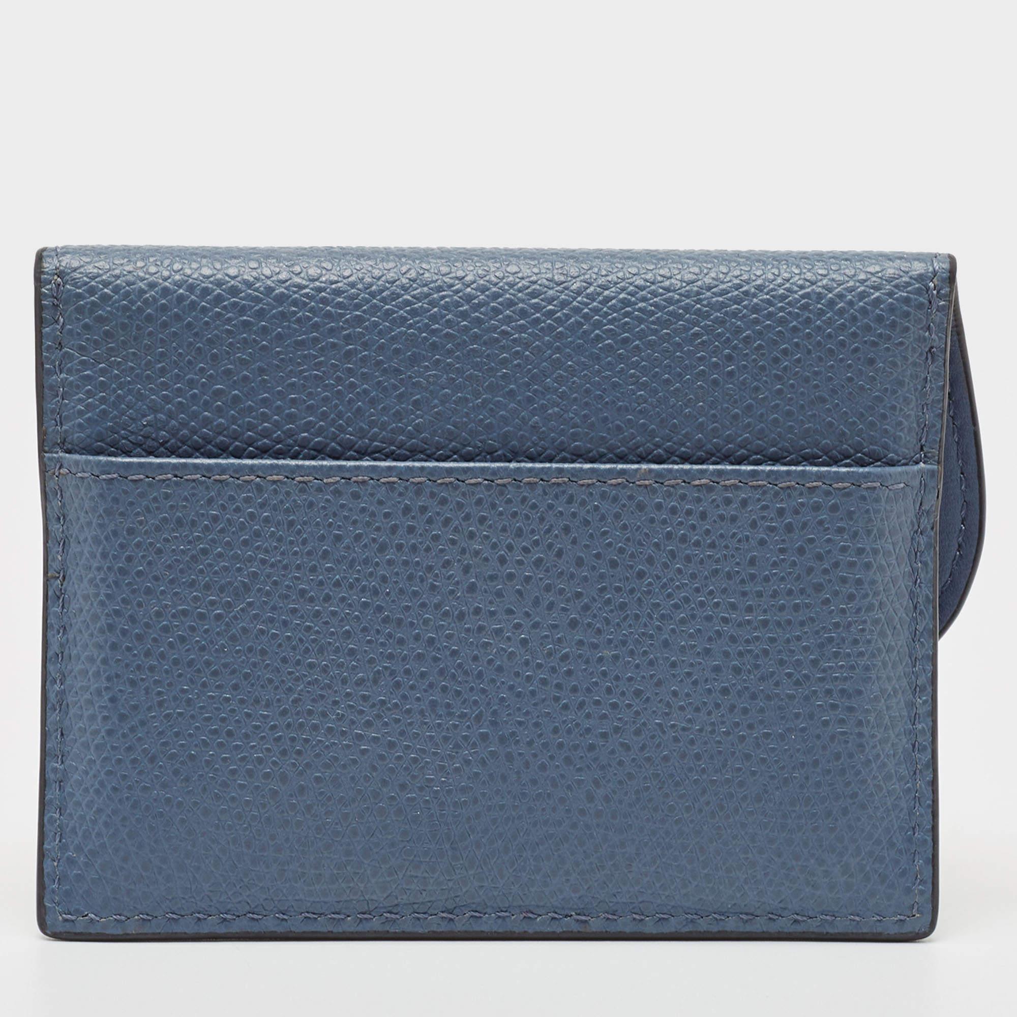 Dior Light Blue Leather Saddle Card Holder In Good Condition For Sale In Dubai, Al Qouz 2