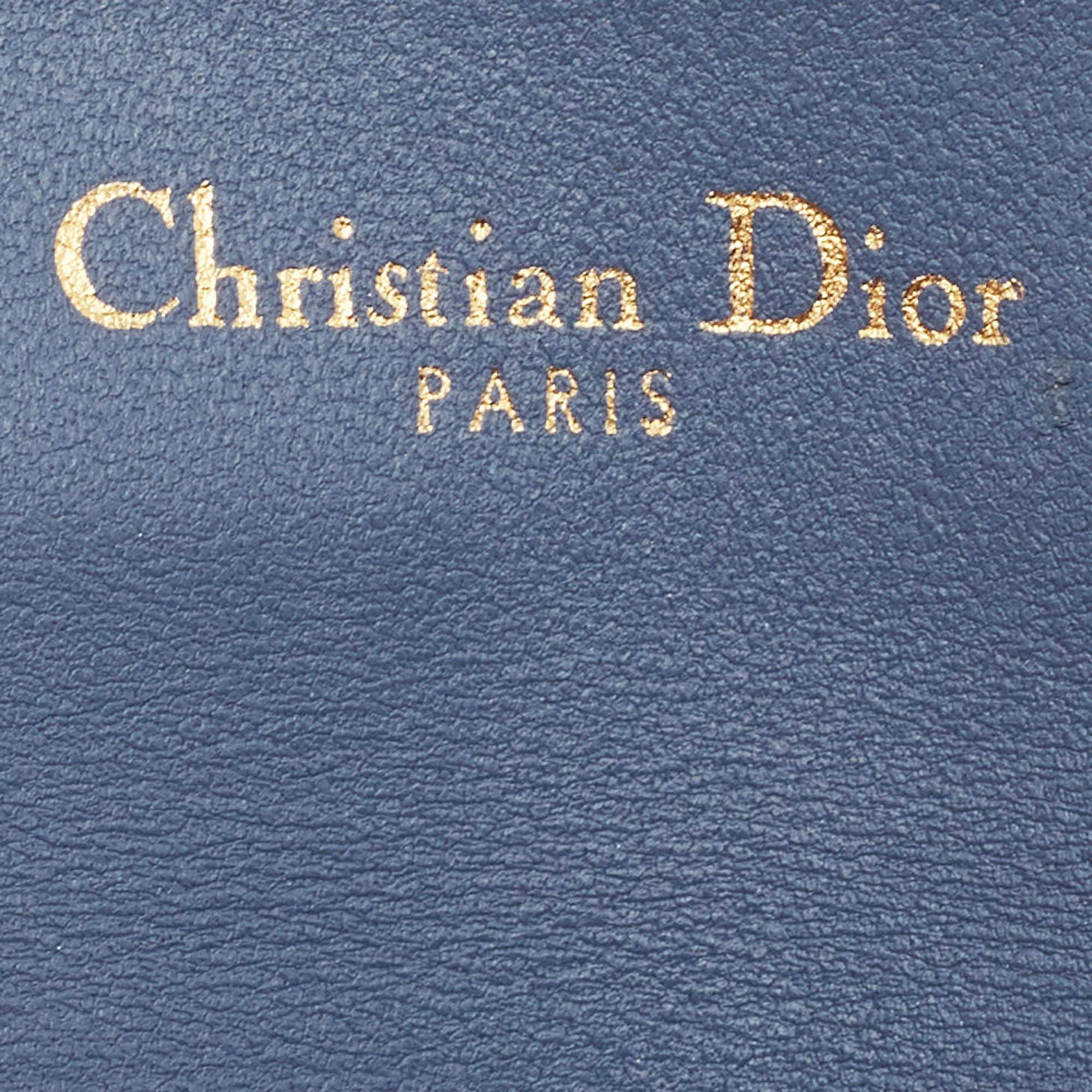Dior - Porte-cartes selle en cuir bleu ciel en vente 4