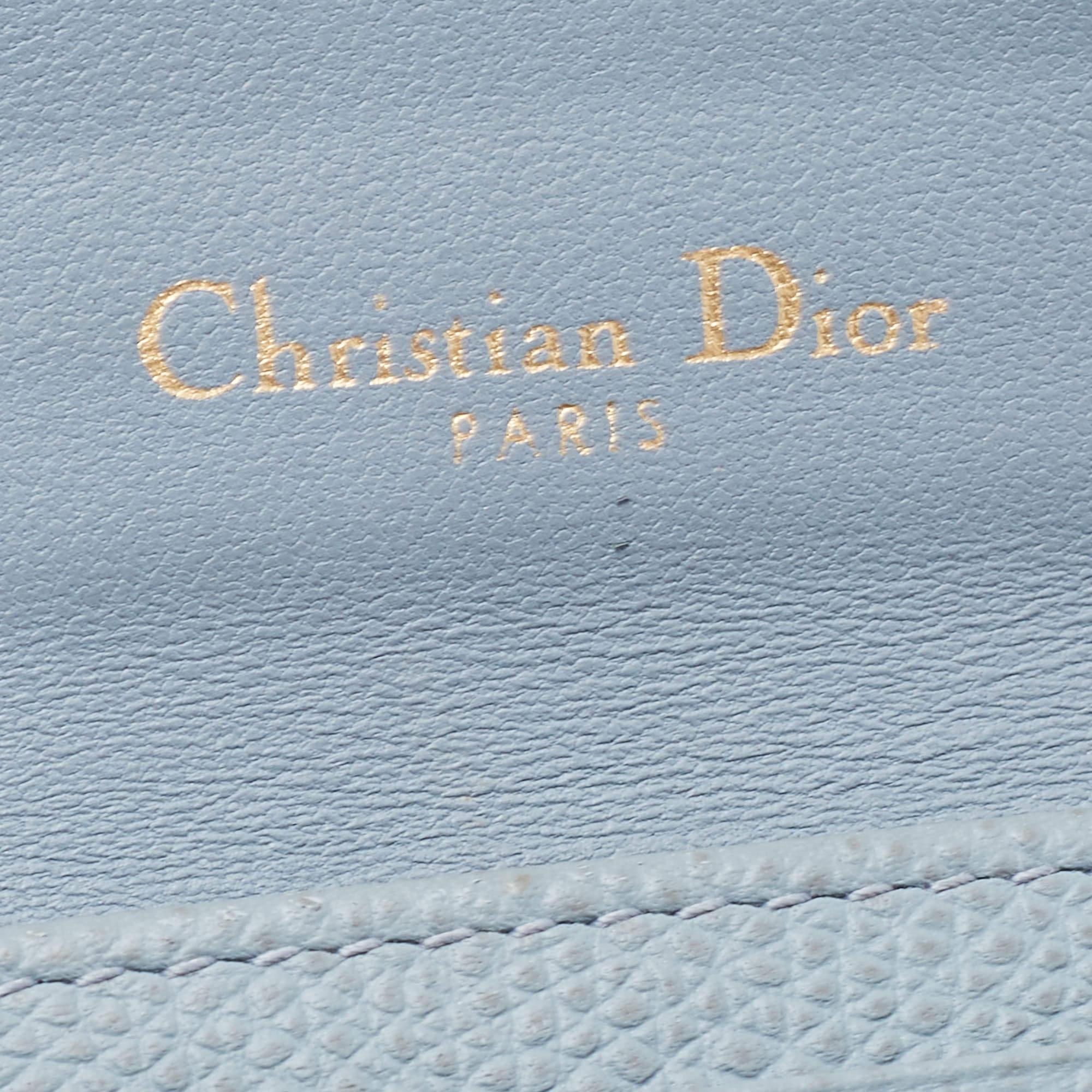 Dior Light Blue Leather Saddle Flap Card Case 1