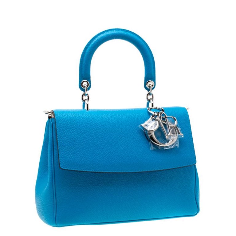 Dior Light Blue Leather Small Be Dior Flap Bag For Sale at 1stDibs