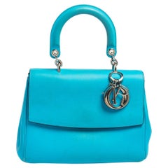 Dior Light Blue Leather Small Be Dior Flap Top Handle Bag