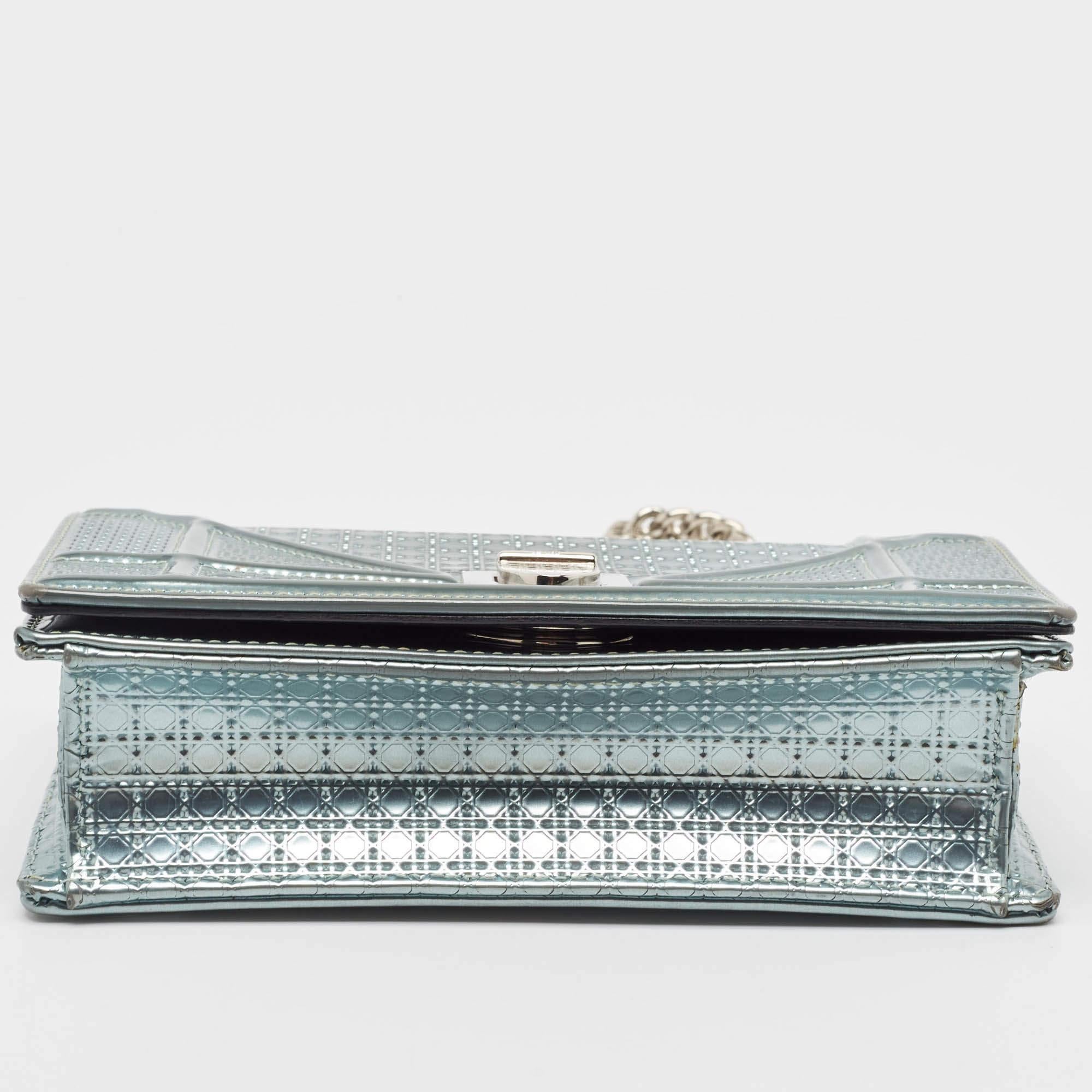 Dior Light Blue Microcannage Patent Leather Mini Diorama Chain Shoulder Bag 1