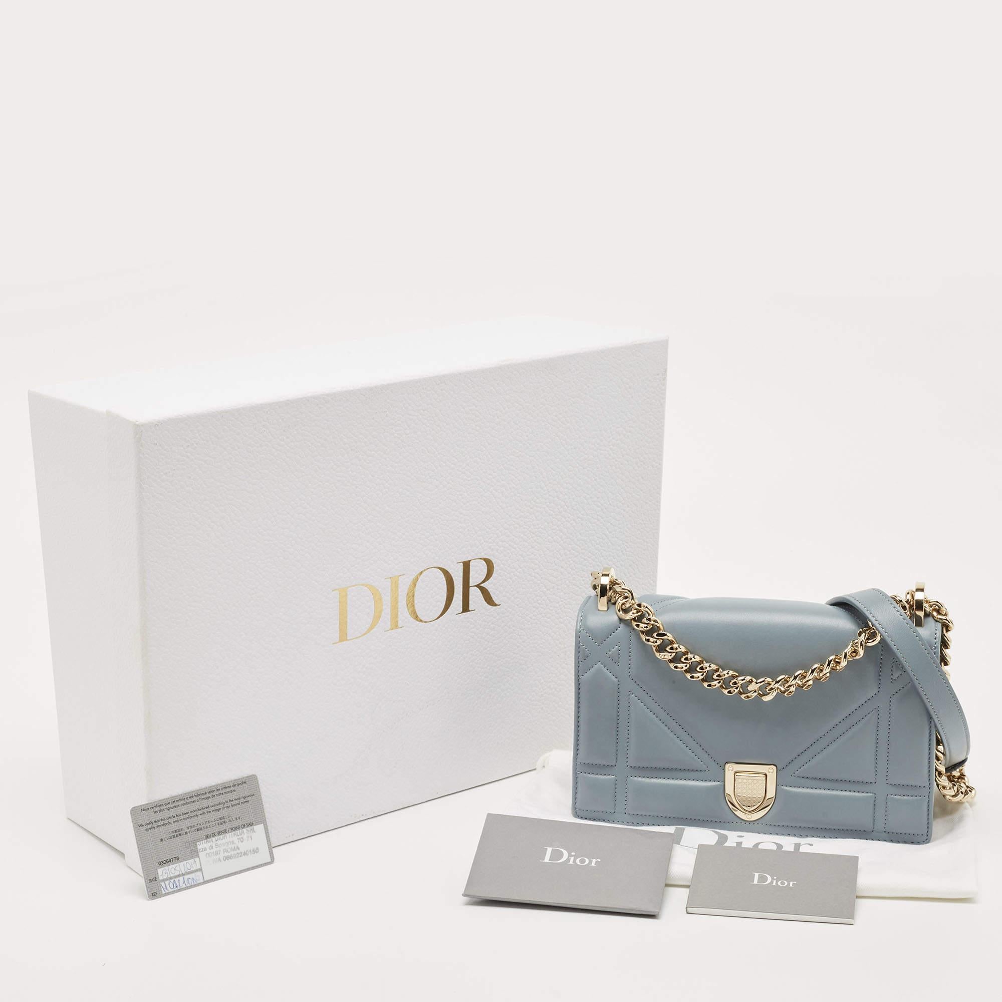 Dior Light Blue Soft Leather Small Diorama Shoulder Bag 10