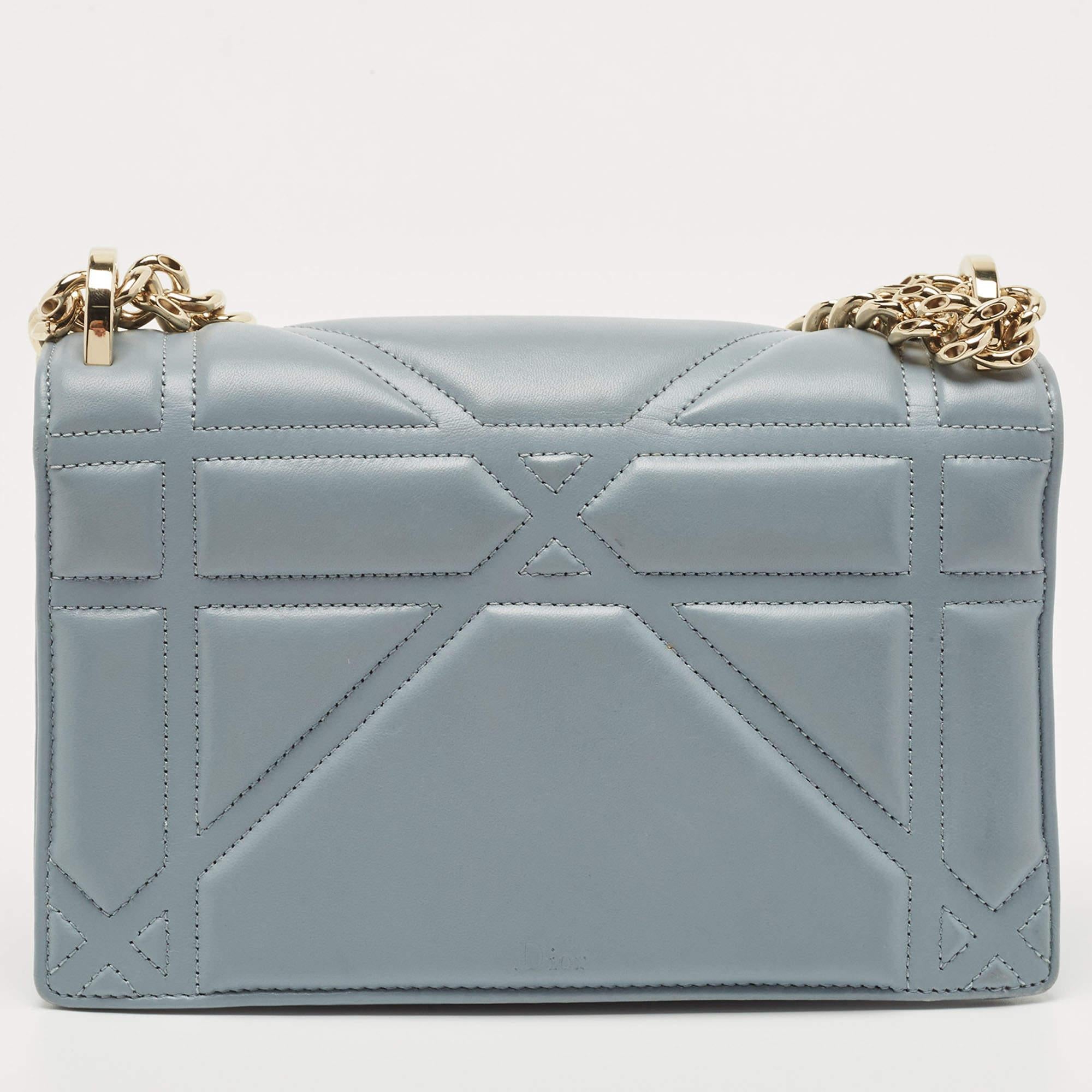 Women's Dior Light Blue Soft Leather Small Diorama Shoulder Bag