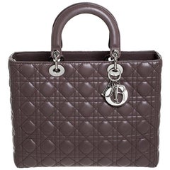 Dior Light Brown Cannage Quilted Leather Large Lady Dior Tote