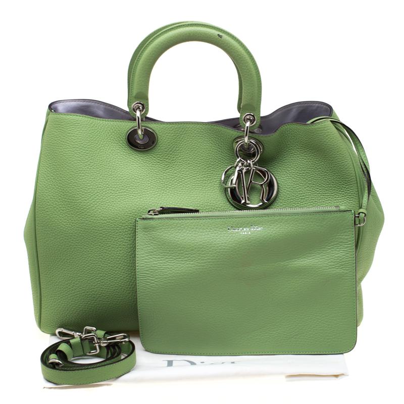 Dior Light Green Leather Large Diorissimo Tote 8