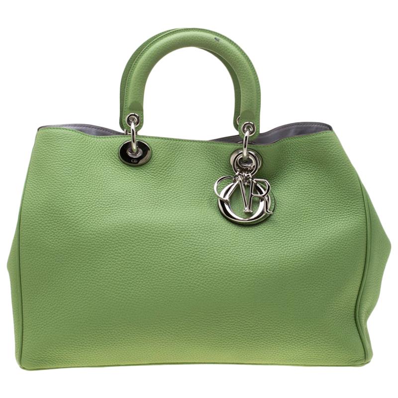 Dior Light Green Leather Large Diorissimo Tote