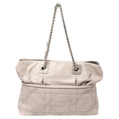 Dior Light Grey Cannage Leather Granville Chain Link Tote