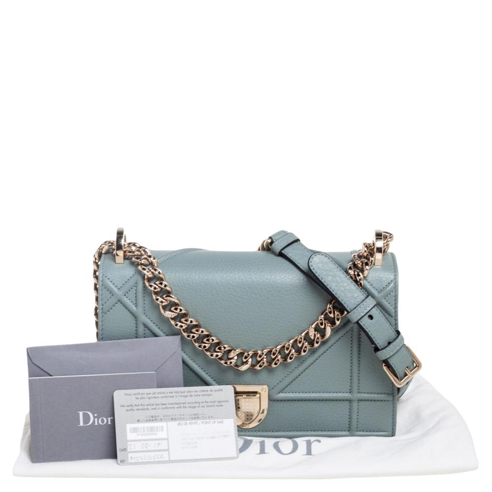 Gray Dior Light Pastel Green Leather Small Diorama Shoulder Bag