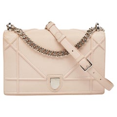 Dior Light Peach Leather Medium Diorama Flap Shoulder Bag