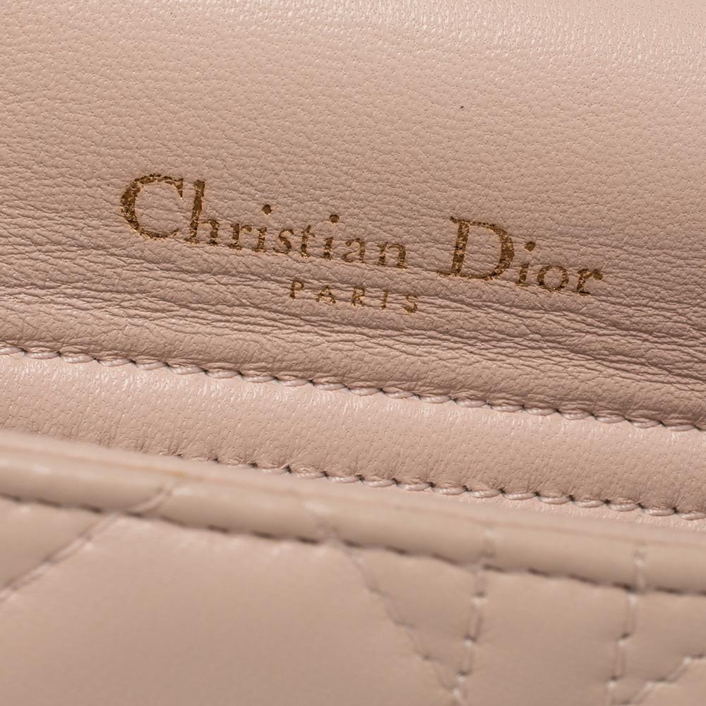 Dior Hellrosa Cannage Leder Lady Dior Tasche mit doppelter Kette 2