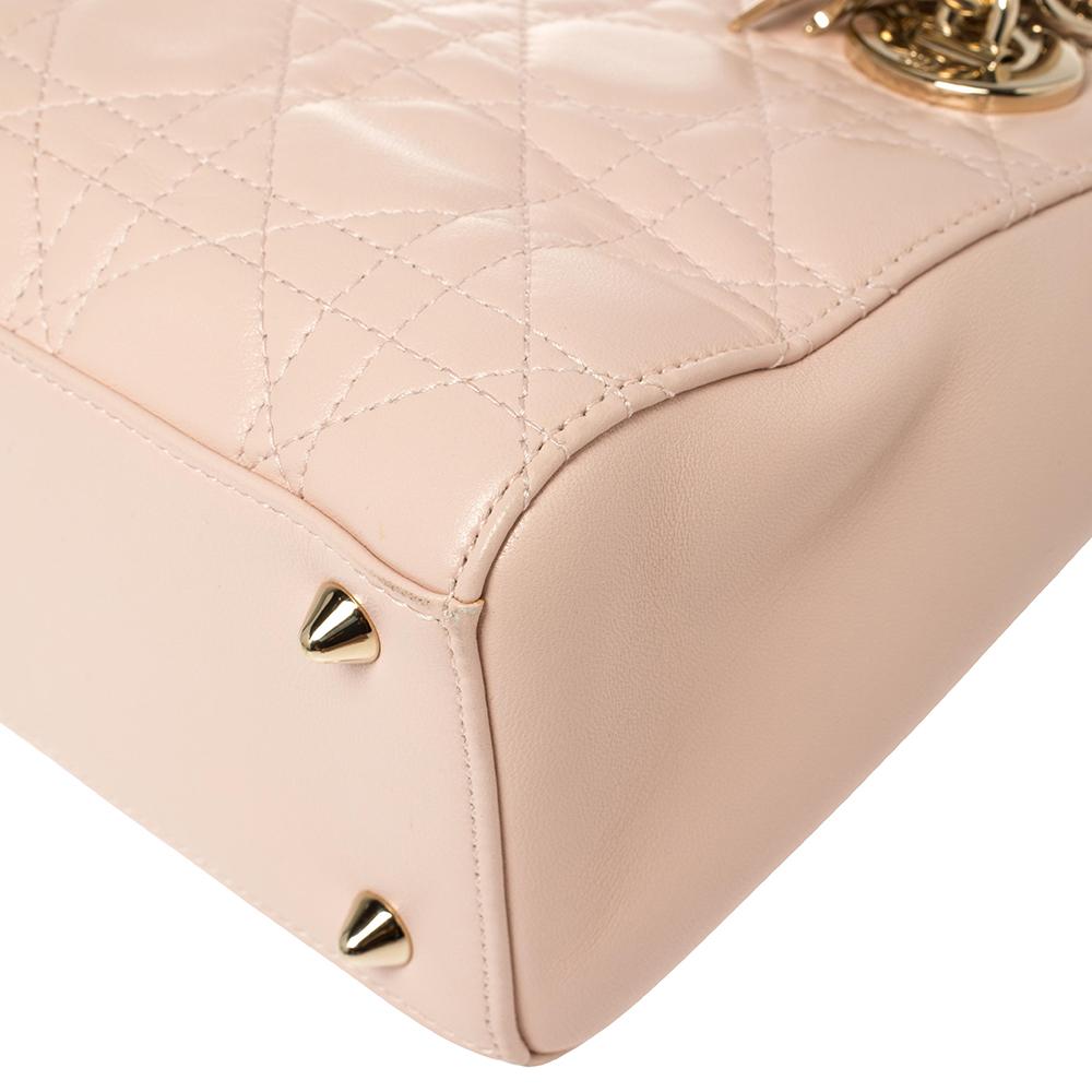 Women's Dior Light Pink Cannage Leather Lady Dior Double Chain Bag