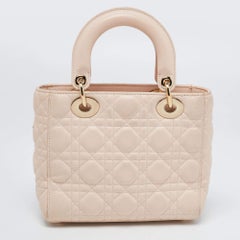 Dior Light Pink Cannage Leather Small Lady Dior My ABCDior Bag