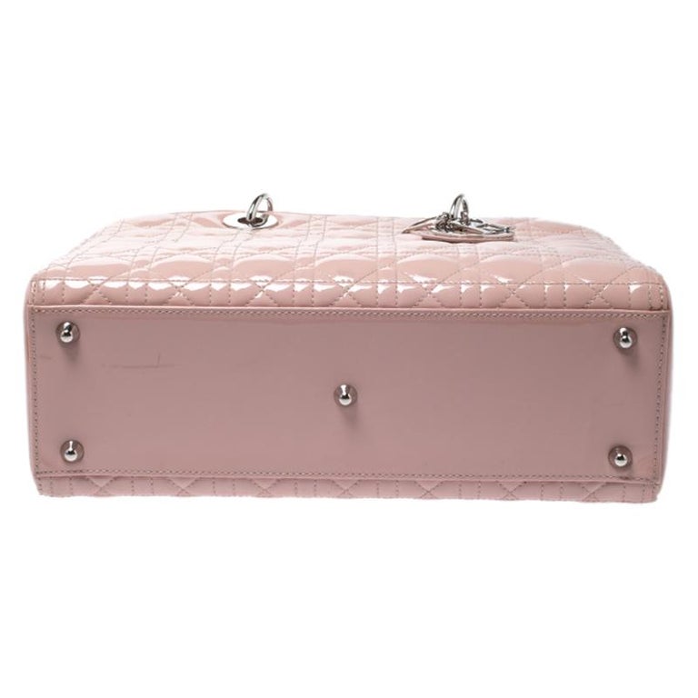 Dior Light Pink Cannage Patent Leather Large Lady Dior Tote For Sale At 1stdibs