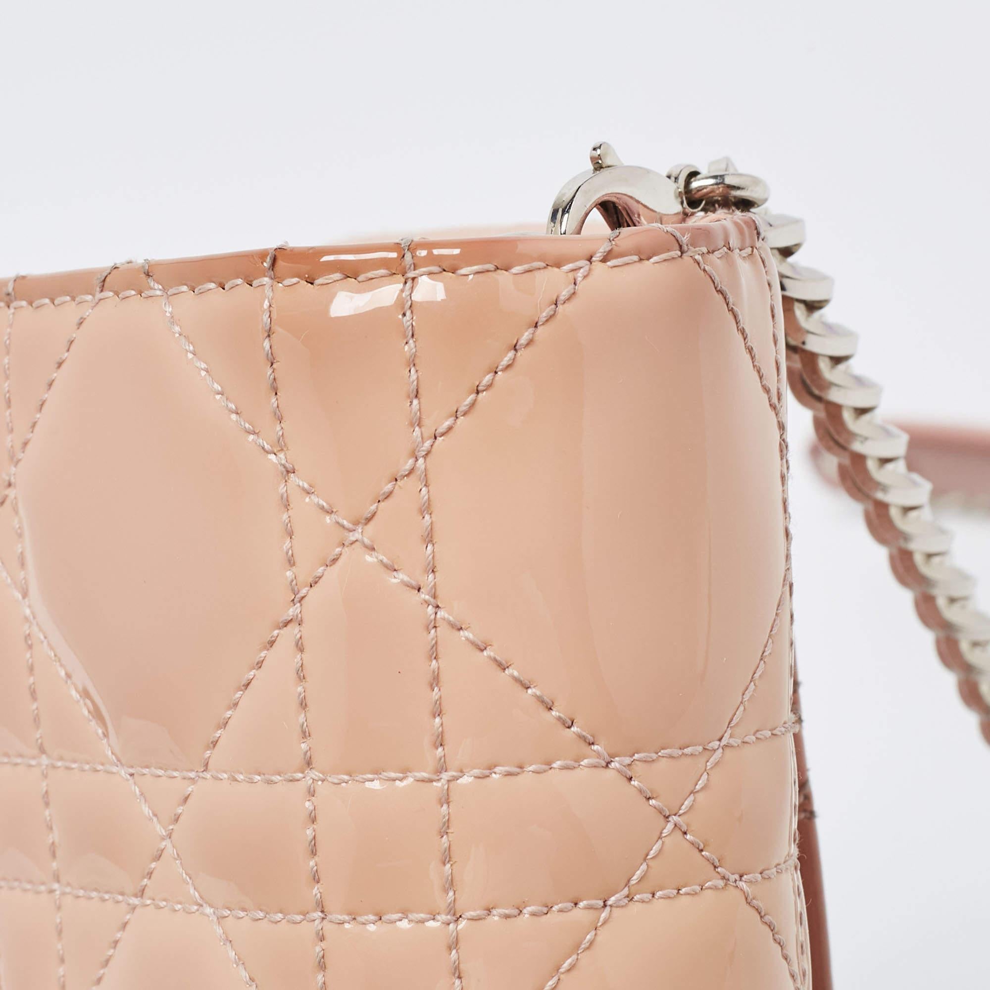 Dior Light Pink Cannage Patent Leather Miss Dior Promenade Chain Bag 8