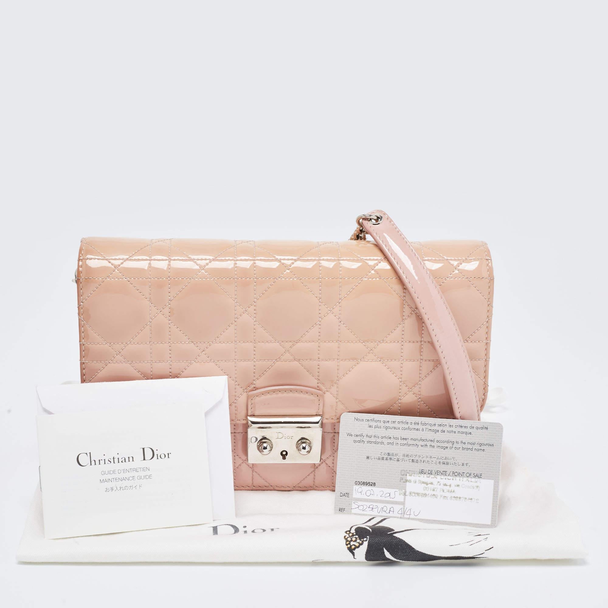 Dior Light Pink Cannage Patent Leather Miss Dior Promenade Chain Bag 14