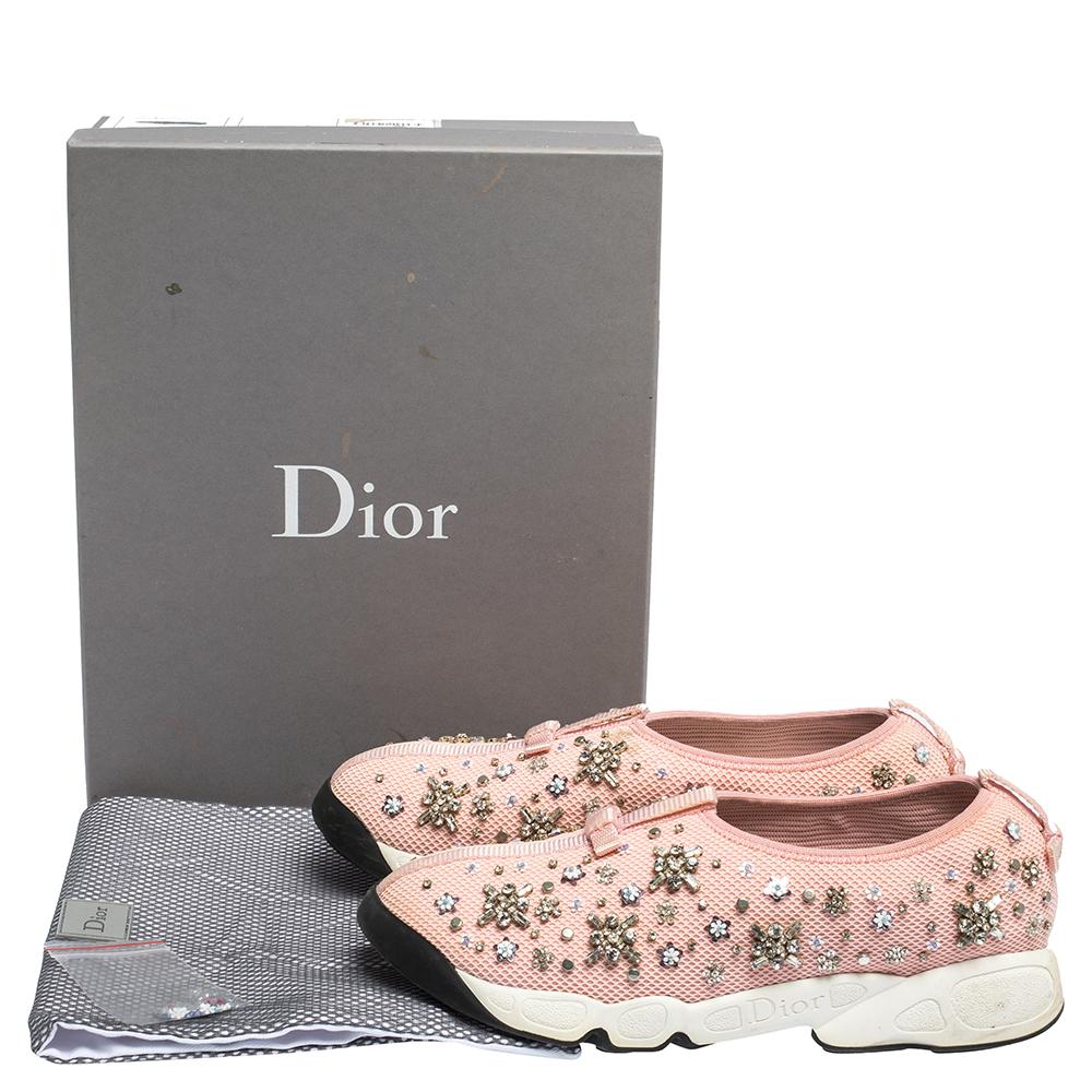 Dior Light Pink Crystal Embellished Fusion Slip On Sneakers Size 39 2