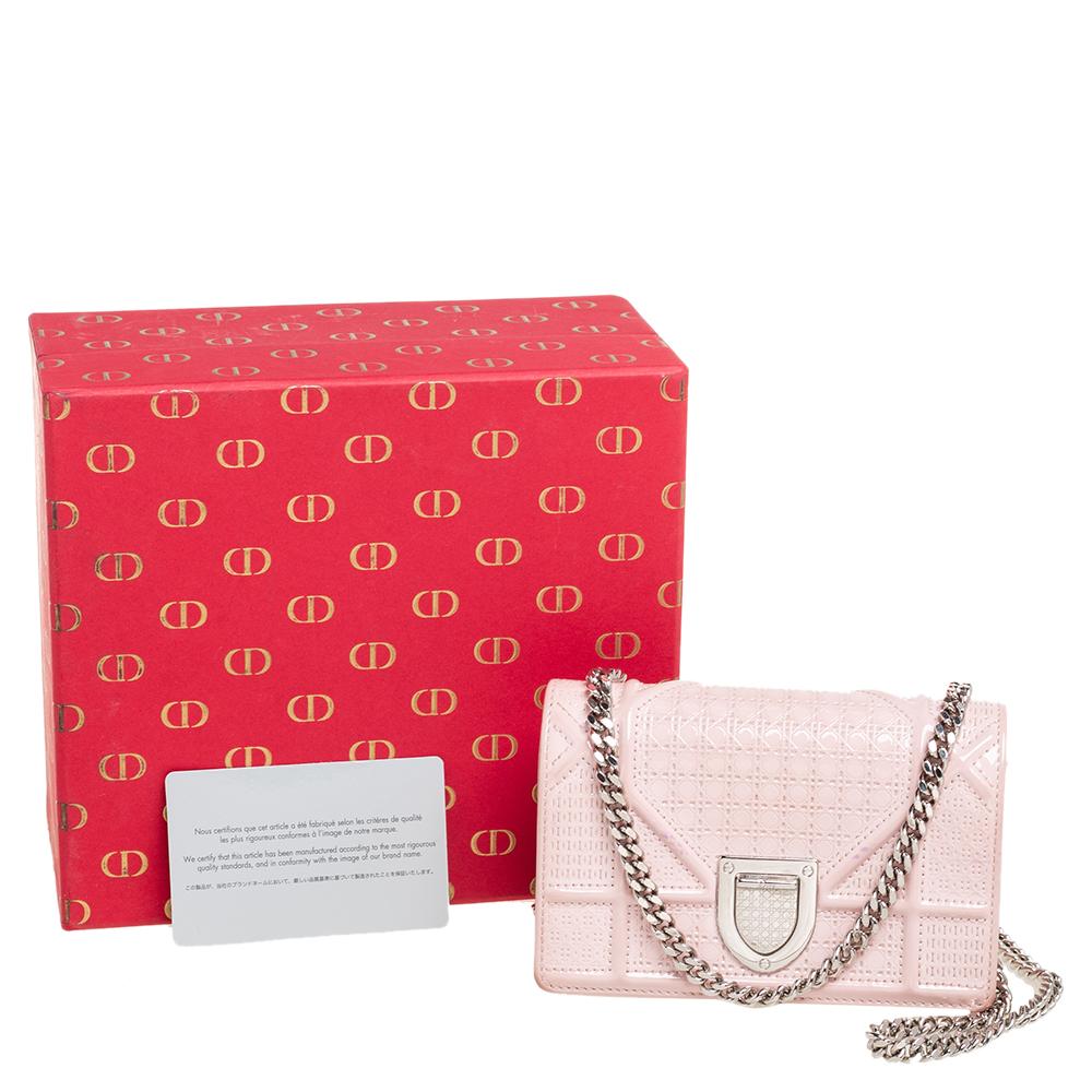Dior Light Pink Patent Leather Diorama Wallet on Chain 8