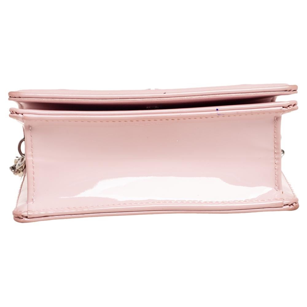 Women's Dior Light Pink Patent Leather Diorama Wallet on Chain