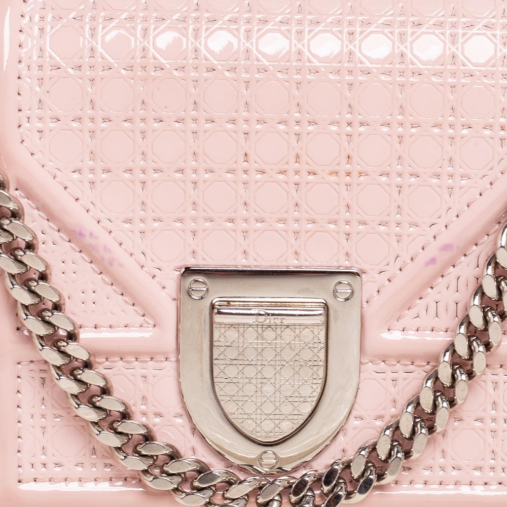 Dior Light Pink Patent Leather Diorama Wallet on Chain 1