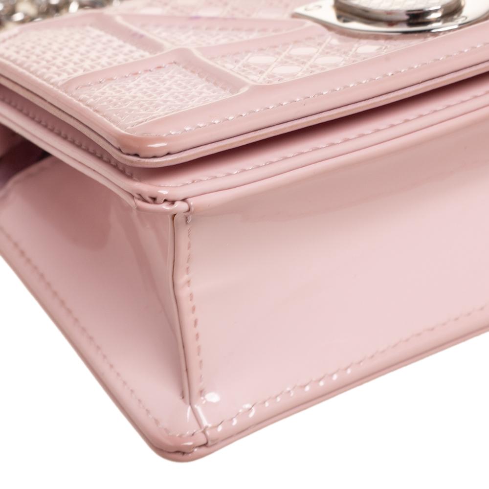 Dior Light Pink Patent Leather Diorama Wallet on Chain 2