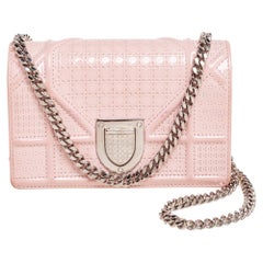Dior Light Pink Patent Leather Diorama Wallet on Chain