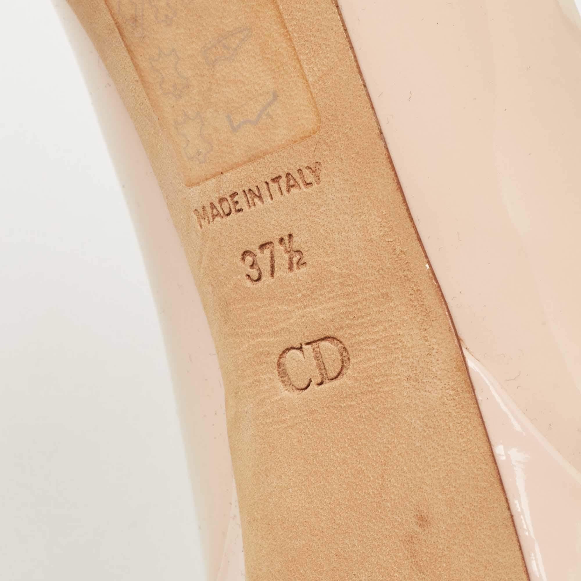 Dior Light Pink Patent Leather Peep Toe Cannage Heel Platform Pumps Size 37.5 3