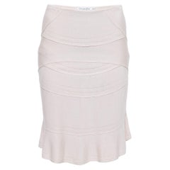 Vintage Dior Light Pink Patterned Silk Knit Knee Length Skirt L