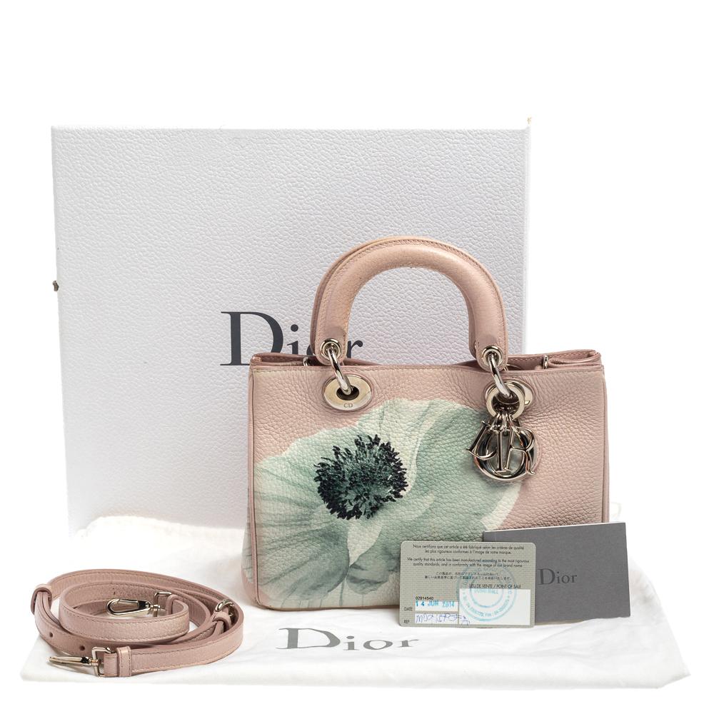 Dior Light Pink Secret Garden Print Leather Mini Diorissimo Tote 4