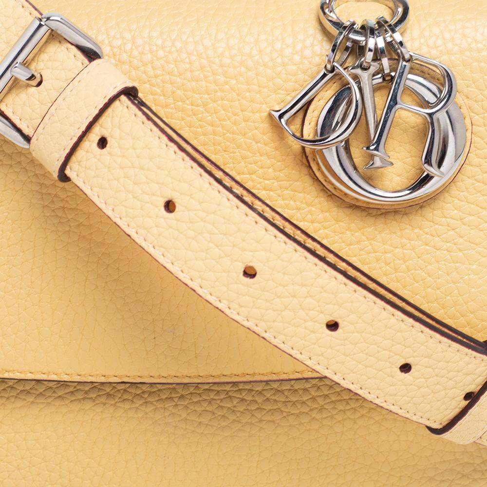 Dior Light Yellow Leather Mini Be Dior Top Handle Bag 3