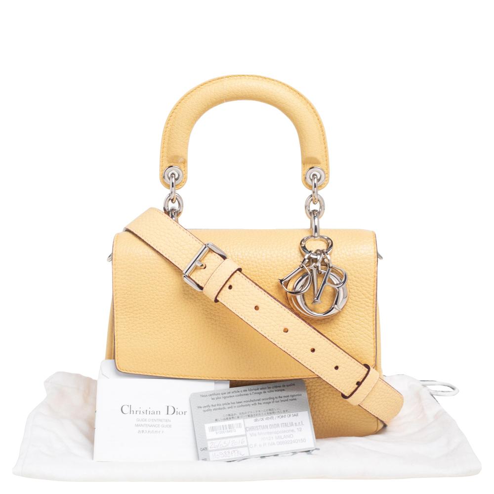 Dior Light Yellow Leather Mini Be Dior Top Handle Bag 4