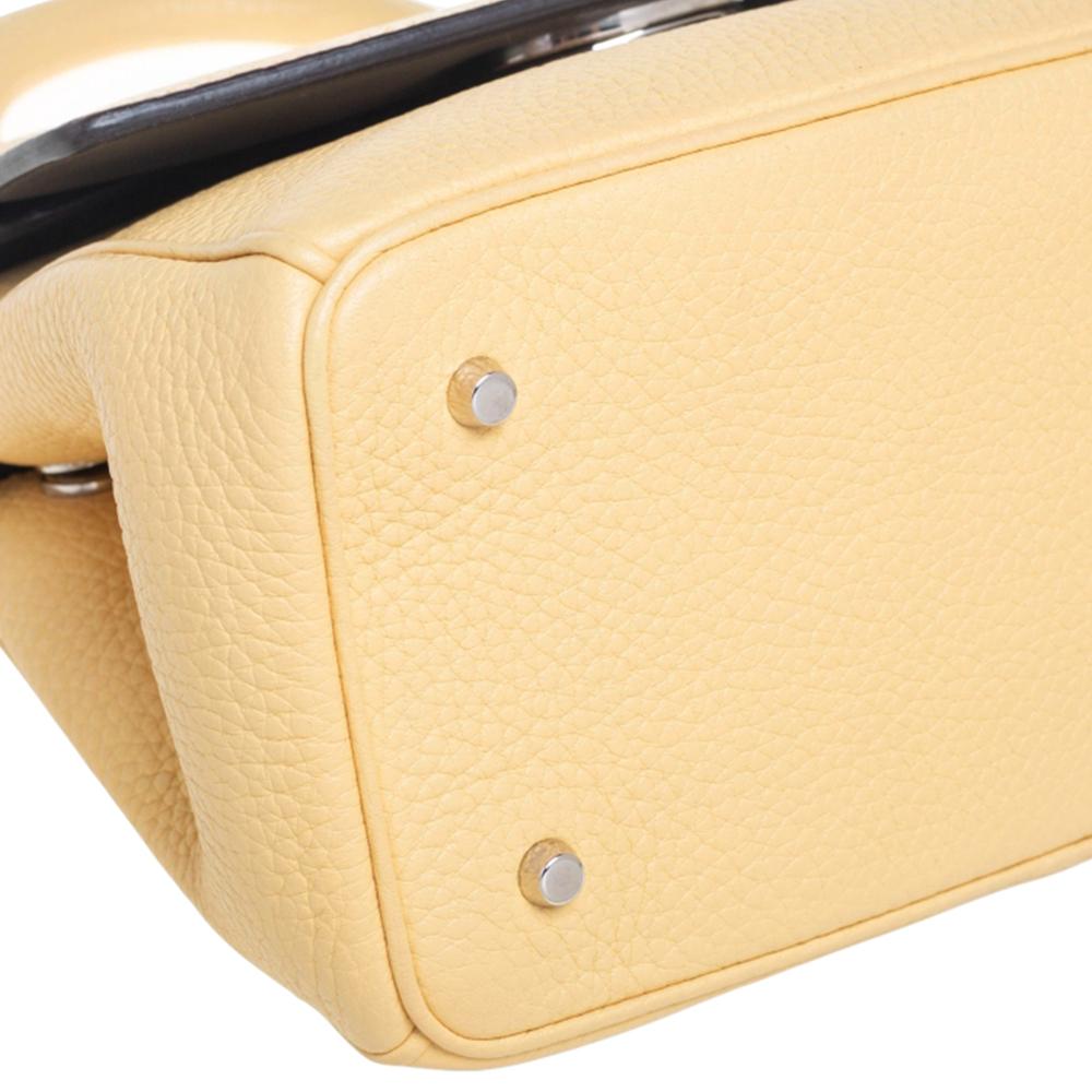 Dior Light Yellow Leather Mini Be Dior Top Handle Bag 2