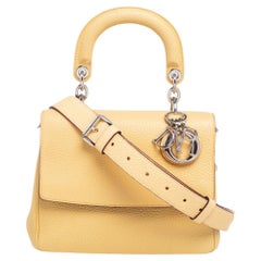 Mini sac à main Be Dior Be Dior en cuir jaune clair avec poignée supérieure