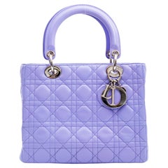 Dior Lilac Leather Cannage Lady Dior Hand Bag Small 2005