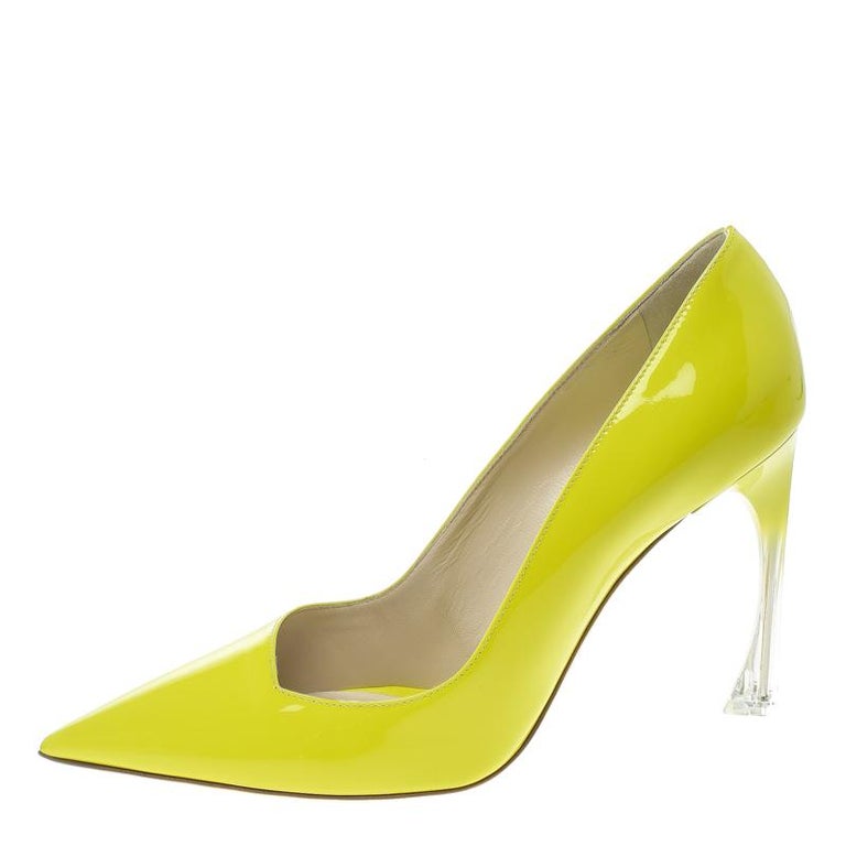 Dior Lime Green Leather Songe Pointed Toe Pumps Size 39 For Sale at 1stDibs