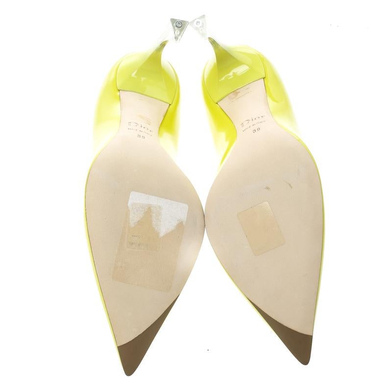 Dior Limonengrüne Leder Songe spitz zulaufende Pumps Größe 39 1