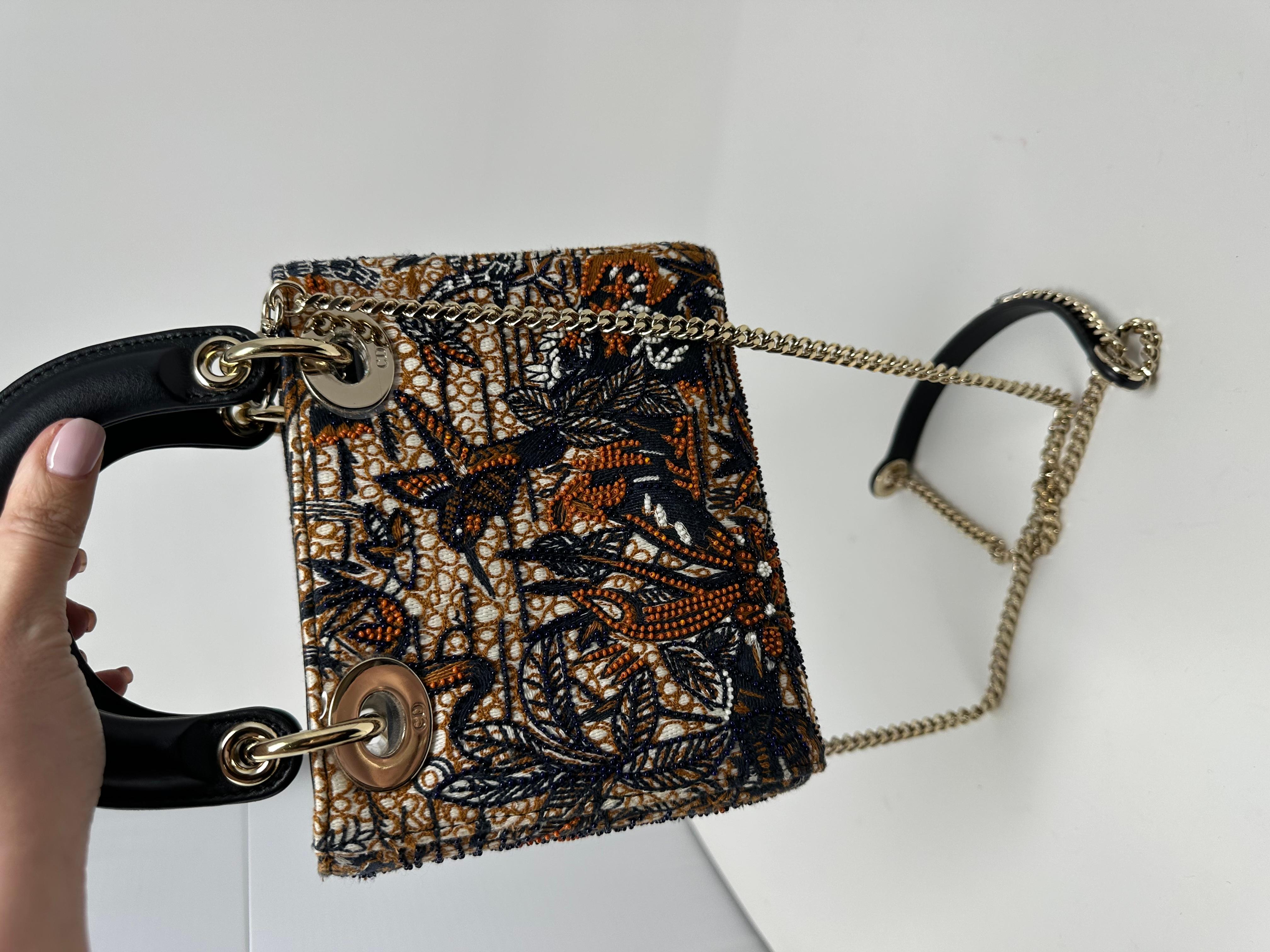 Dior Limited Edition Multicolor Beaded Canvas and Lambskin Mini Lady Dior Champaign Gold Hardware, 2020

This piece is featured during the Spring 2020 Collection
The interior is lined with tonal leather
Includes strap, dust bag and box
