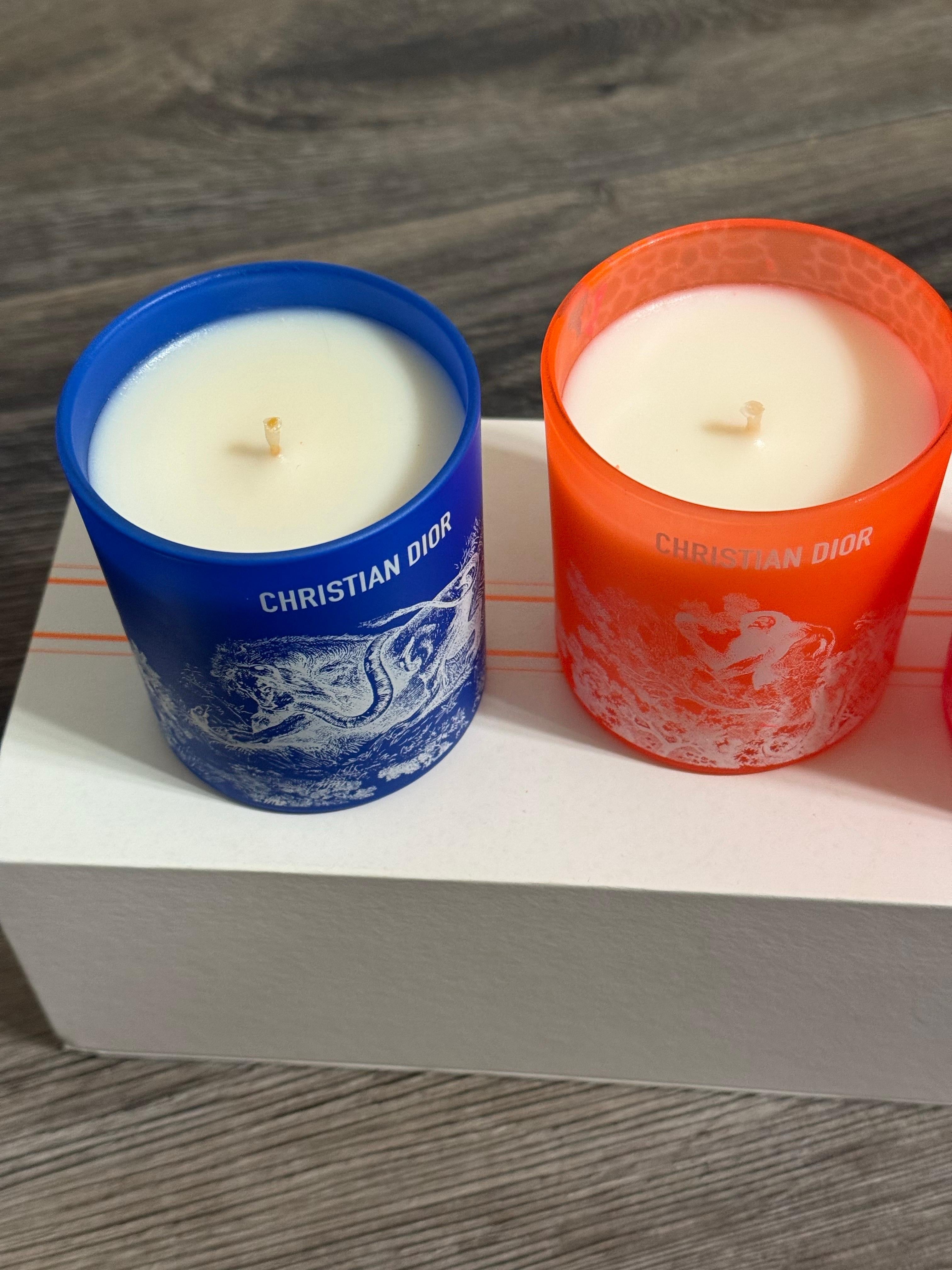 DIOR Limited Edition Toile de Jouy Candle Dioriviera Set For Sale 2